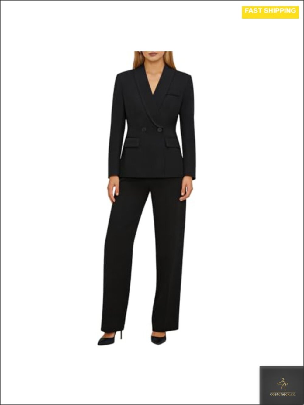 Women's 2-Piece Pantsuit Double Breasted Blazer Business Casual Suit Set